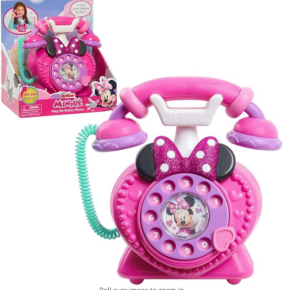 Disney Junior Minnie Mouse Ring Me Rotary Pretend Play Phone with Lights and Sounds, Kids Toys for Ages 3 Up by Just Play