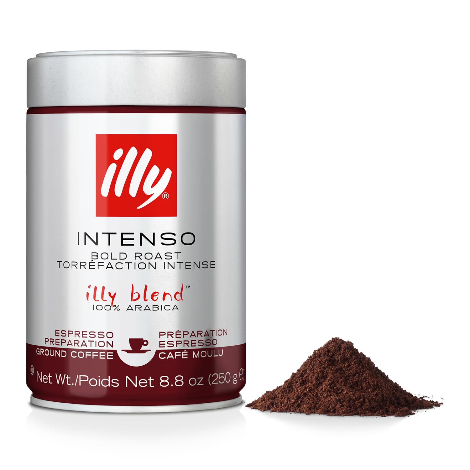 illy Ground Coffee Espresso – 100% Arabica Coffee Ground – Intenso Dark Roast – Warm Notes of Cocoa & Dried Fruit – Rich Aromatic Profile – Precise Roast – No Preservatives – 8.8 Ounce