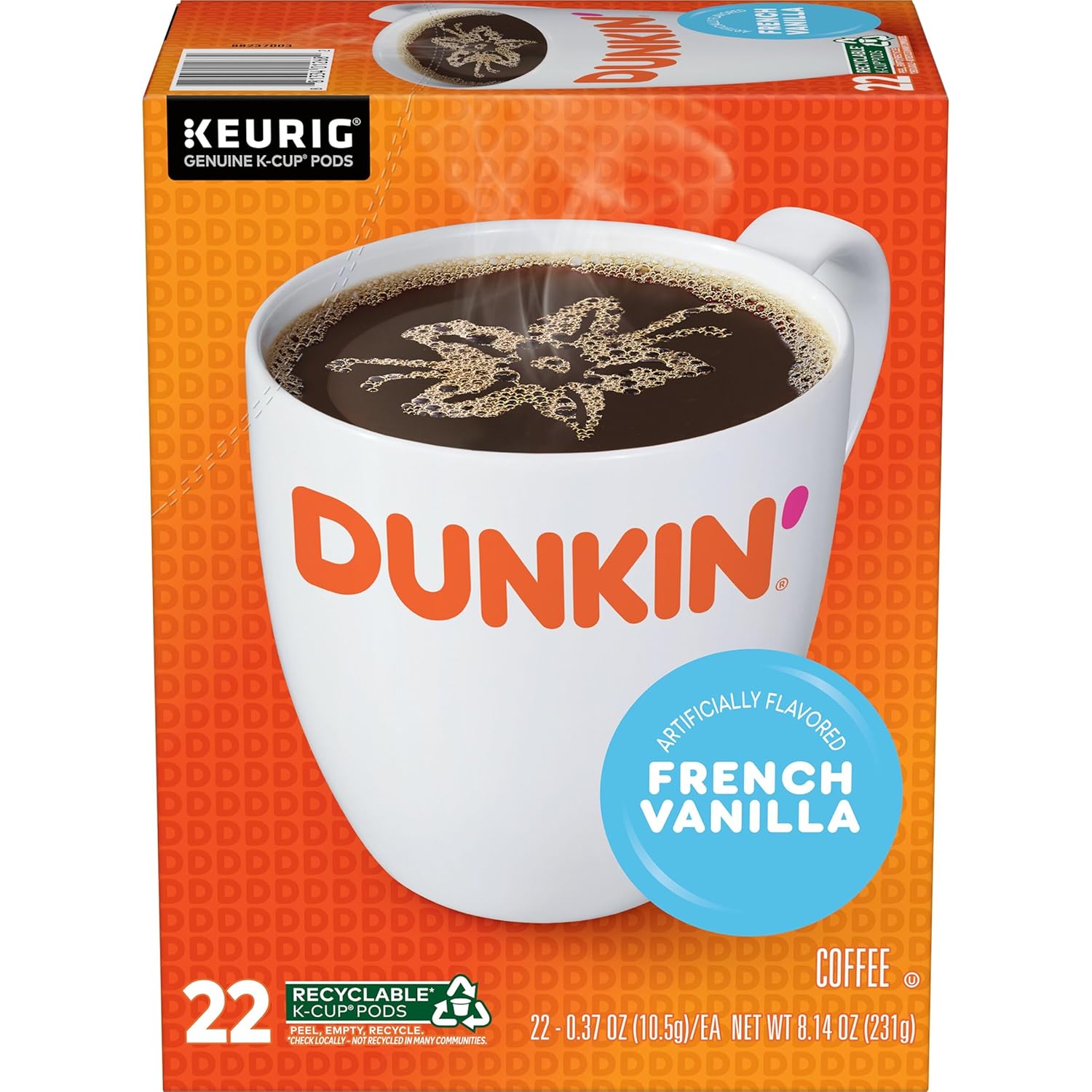 Dunkin’ French Vanilla Flavored Coffee, 88 Keurig K-Cup Pods